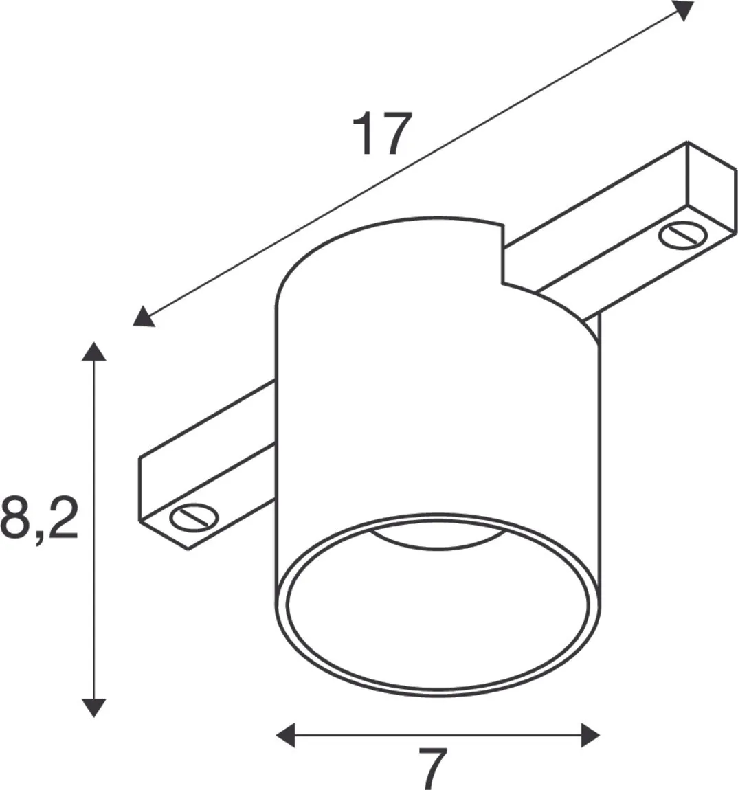 FIXT-IT!, 48V, DALI, rond, standaardrail, spot, 2000-3000K, 7,4 W, 36°