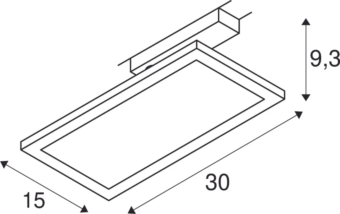 PANEL TRACK rechthoekig 150x300mm, 1-fase spot zwart 18W 3000K