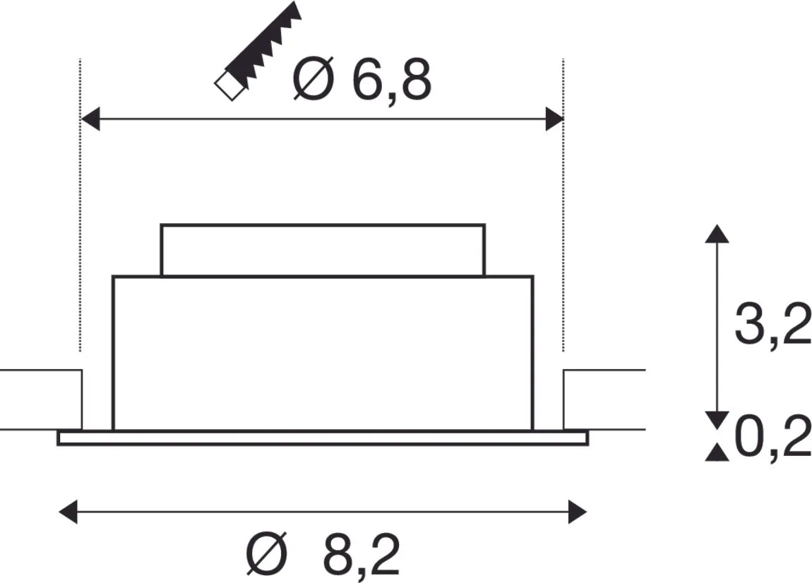 NEW TRIA® UNIVERAL 68, plafondinbouwlamp, 2500/3000/4000K, 38°, IP20,