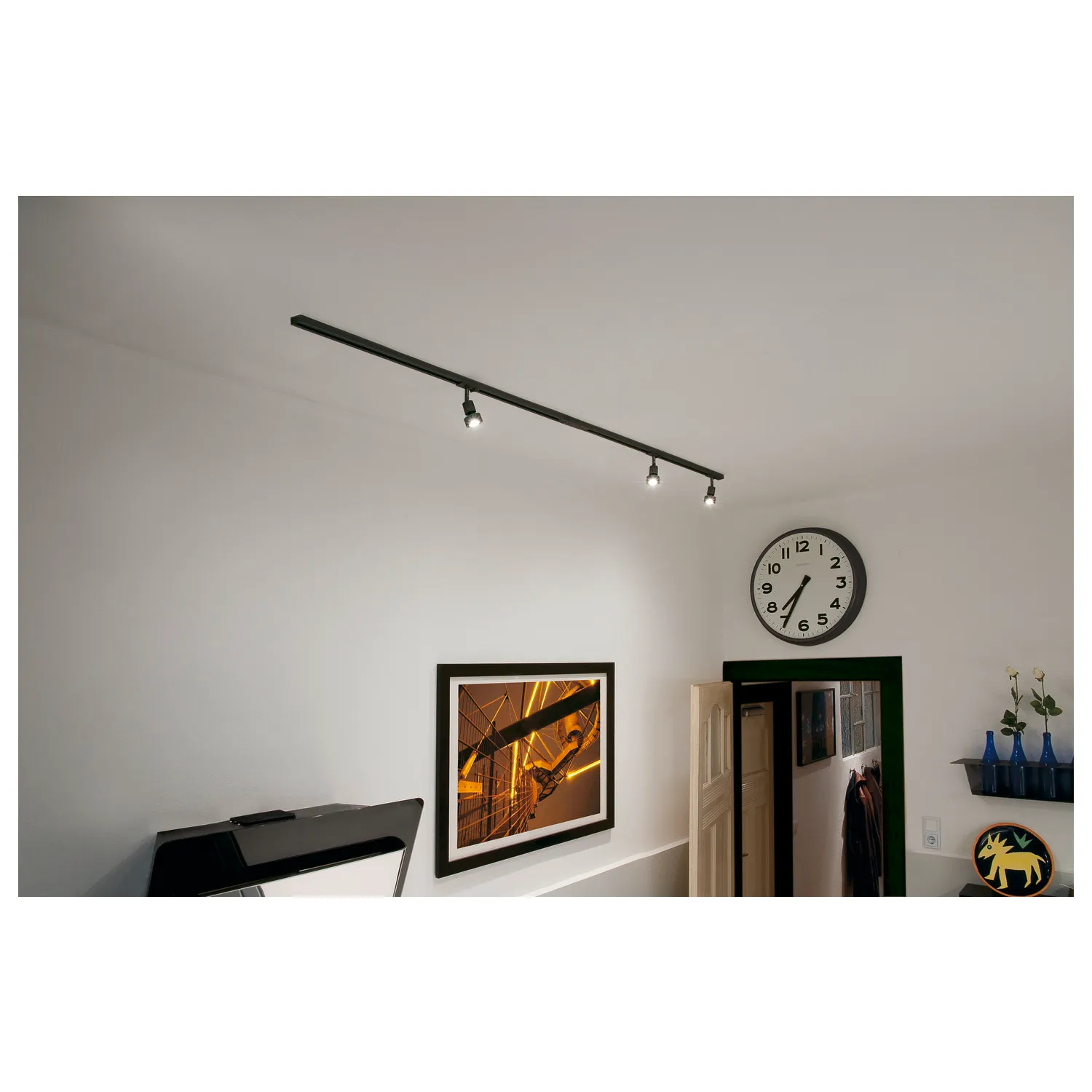 1-fase-hoogspanningsset 3, zwart, 2x1 m, incl.3xPURI- en led-lichtbron