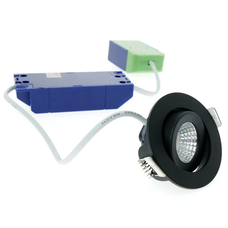 Led inbouwspot dimbaar kleine inbouwdiepte warm wit/2700K rond zwart