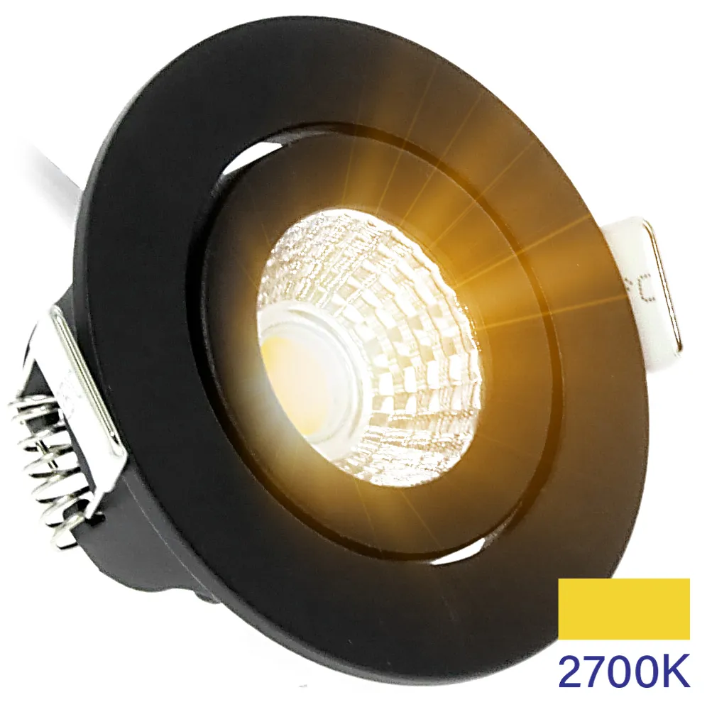 Led inbouwspot dimbaar kleine inbouwdiepte warm wit/2700K rond zwart