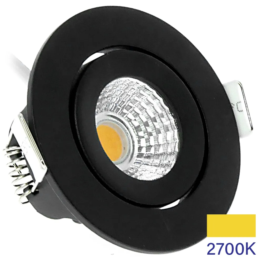 Led inbouwspot dimbaar kleine inbouwdiepte warm wit/2700K rond zwart