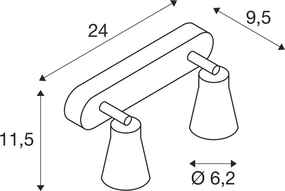 AVO CW Double, indoor wand- en plafondopbouwlamp, QPAR51, zwart, max.