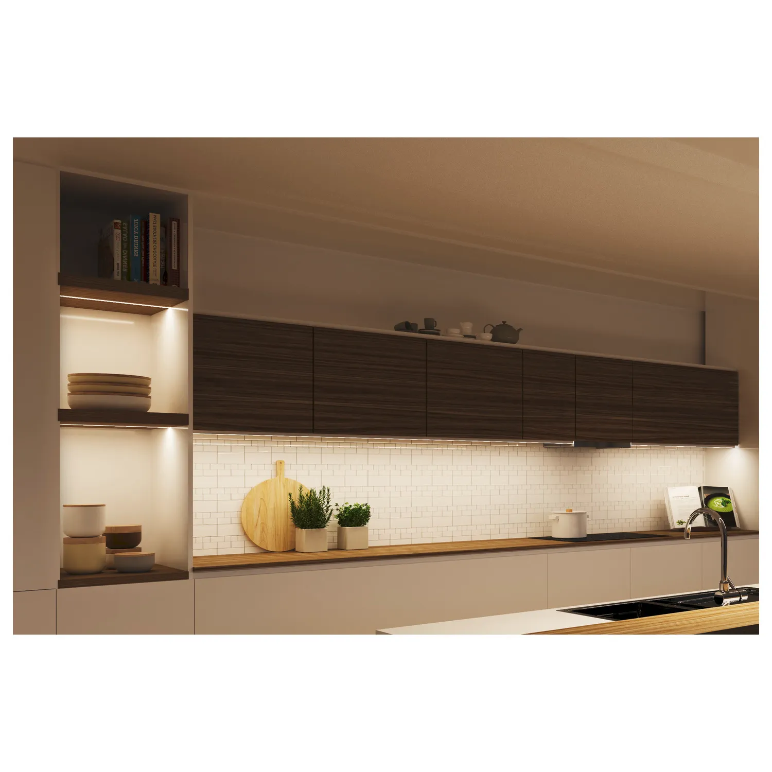 GRAZIA 10 LED opbouwprofiel, vlak, geribbeld, 2 m, zwart