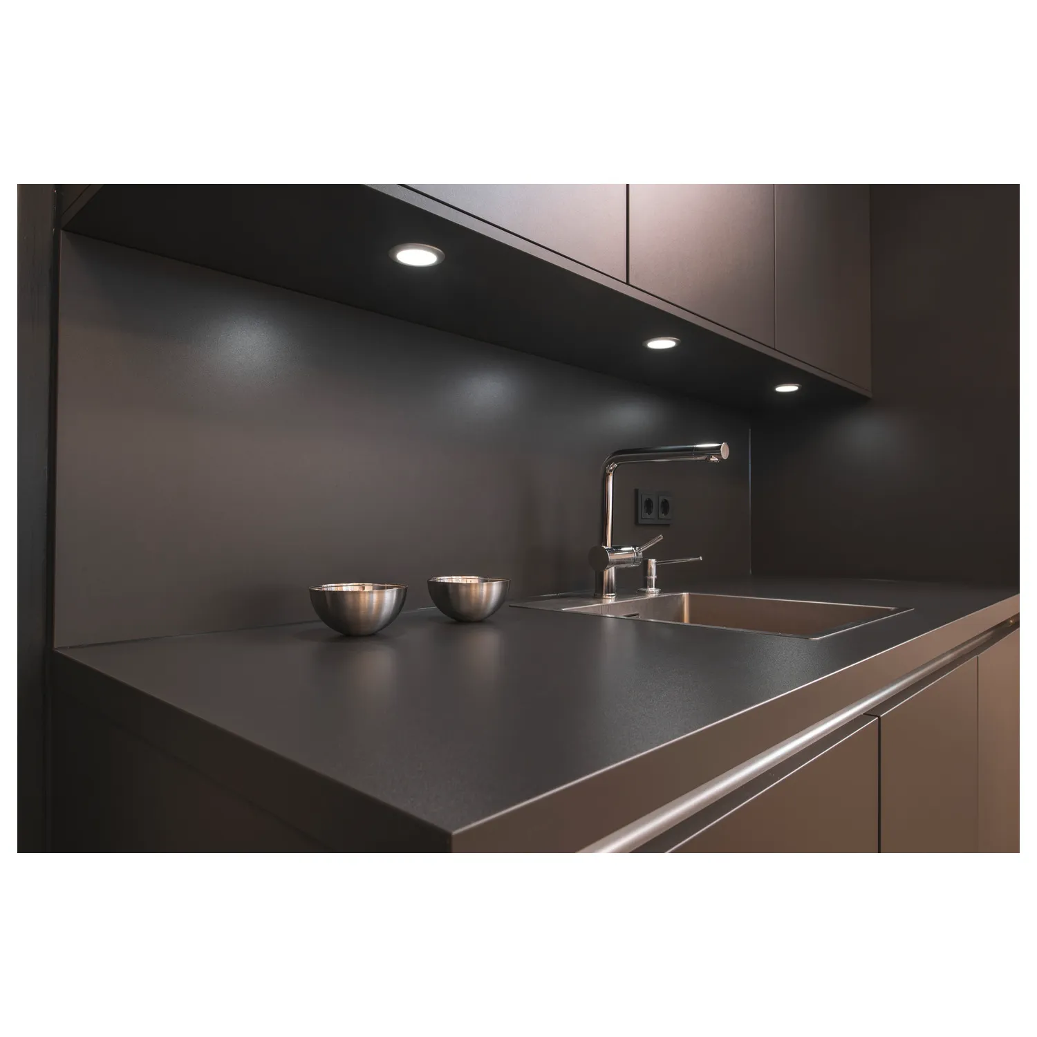 DL 126 LED, downlight, rond, geborsteld metaal, warm wit, 12 V