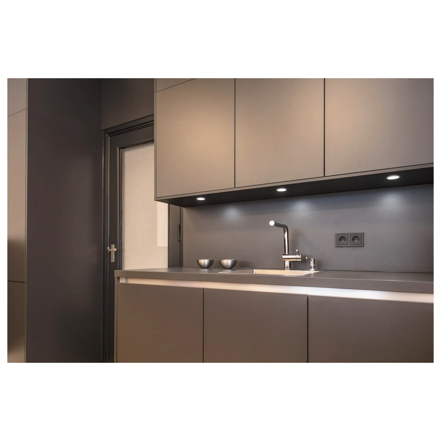 DL 126 LED, downlight, rond, geborsteld metaal, warm wit, 12 V