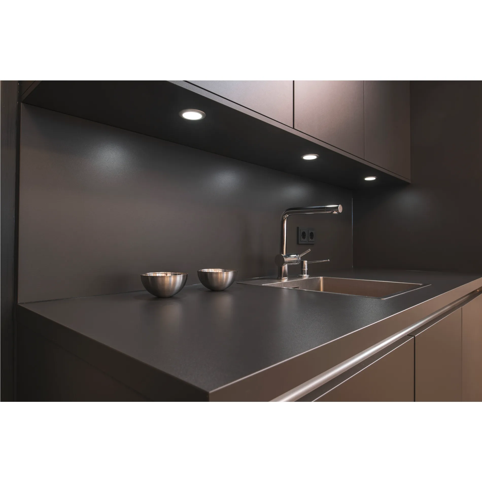 DL 126 LED, downlight, rond, geborsteld metaal, warm wit, 12 V