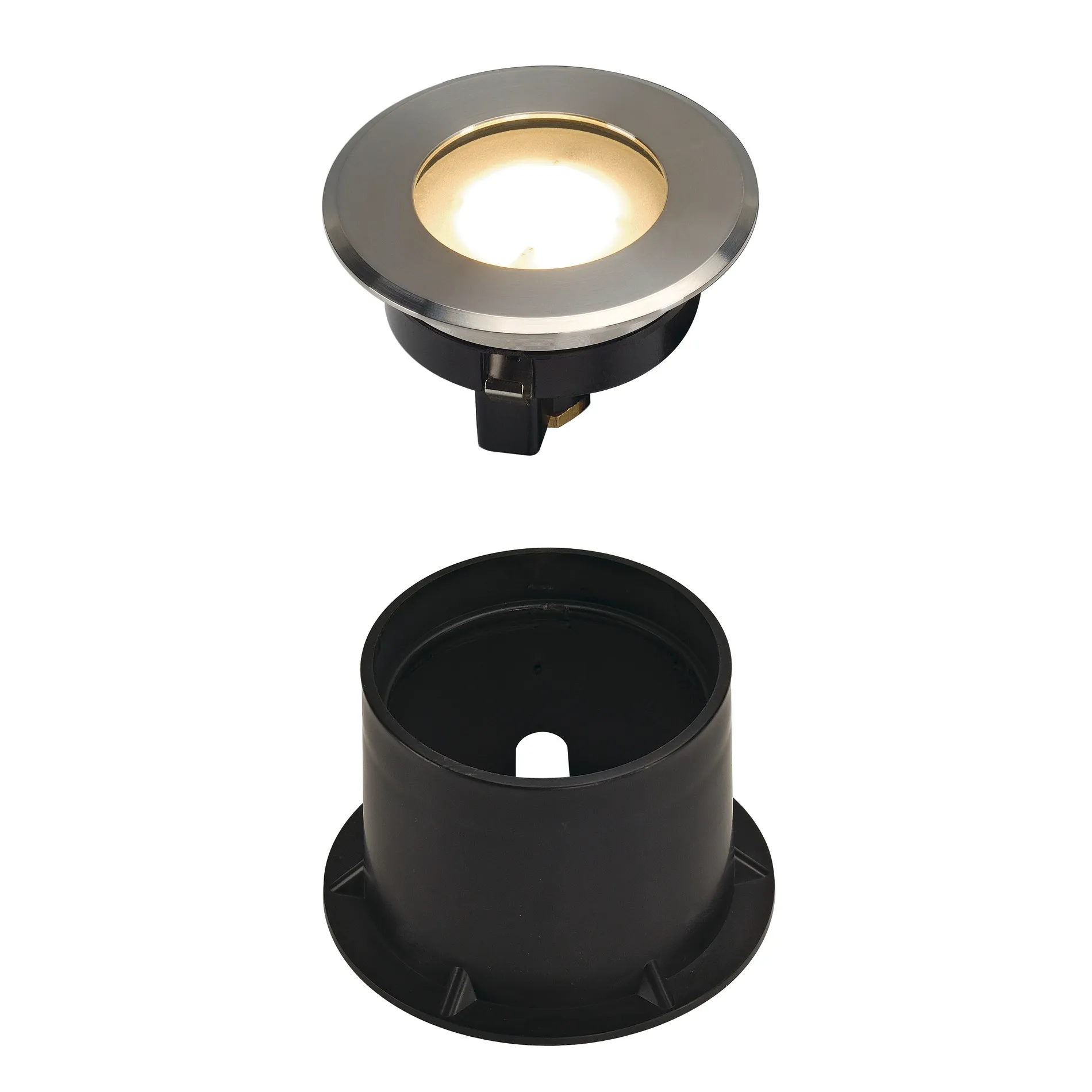 DASAR FLAT 230V LED, inbouw grondspot, rond, 3,5W LED, warmwit, inox c