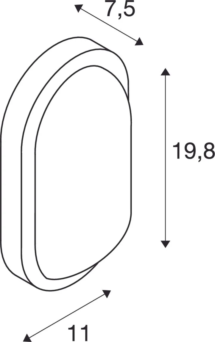 TERANG 2 muur en plafondarmatuur, ovaal, antraciet, 3000K