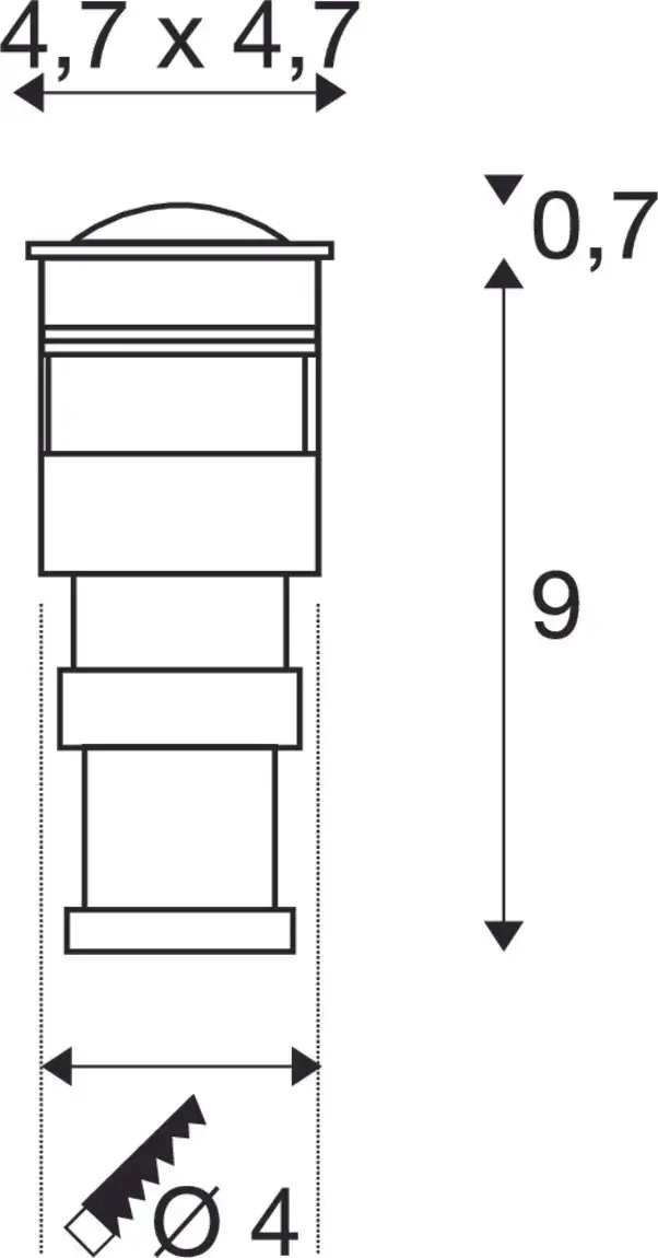 POWER TRAIL-LITE square, roestrvij staal 316, 1 W LED, 3000 K, IP67