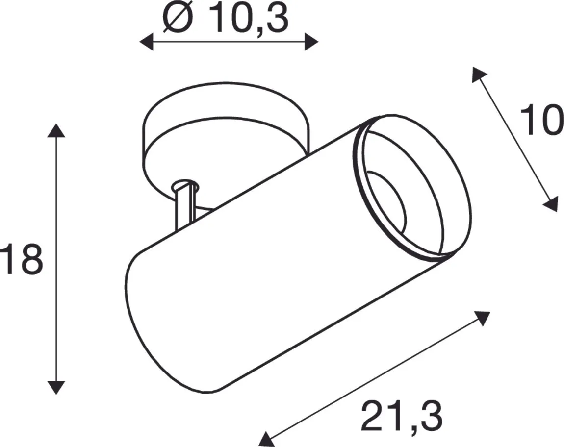 NUMINOS® SPOT PHASE L, Indoor led plafondopbouwlamp zwart/zwart 3000 K