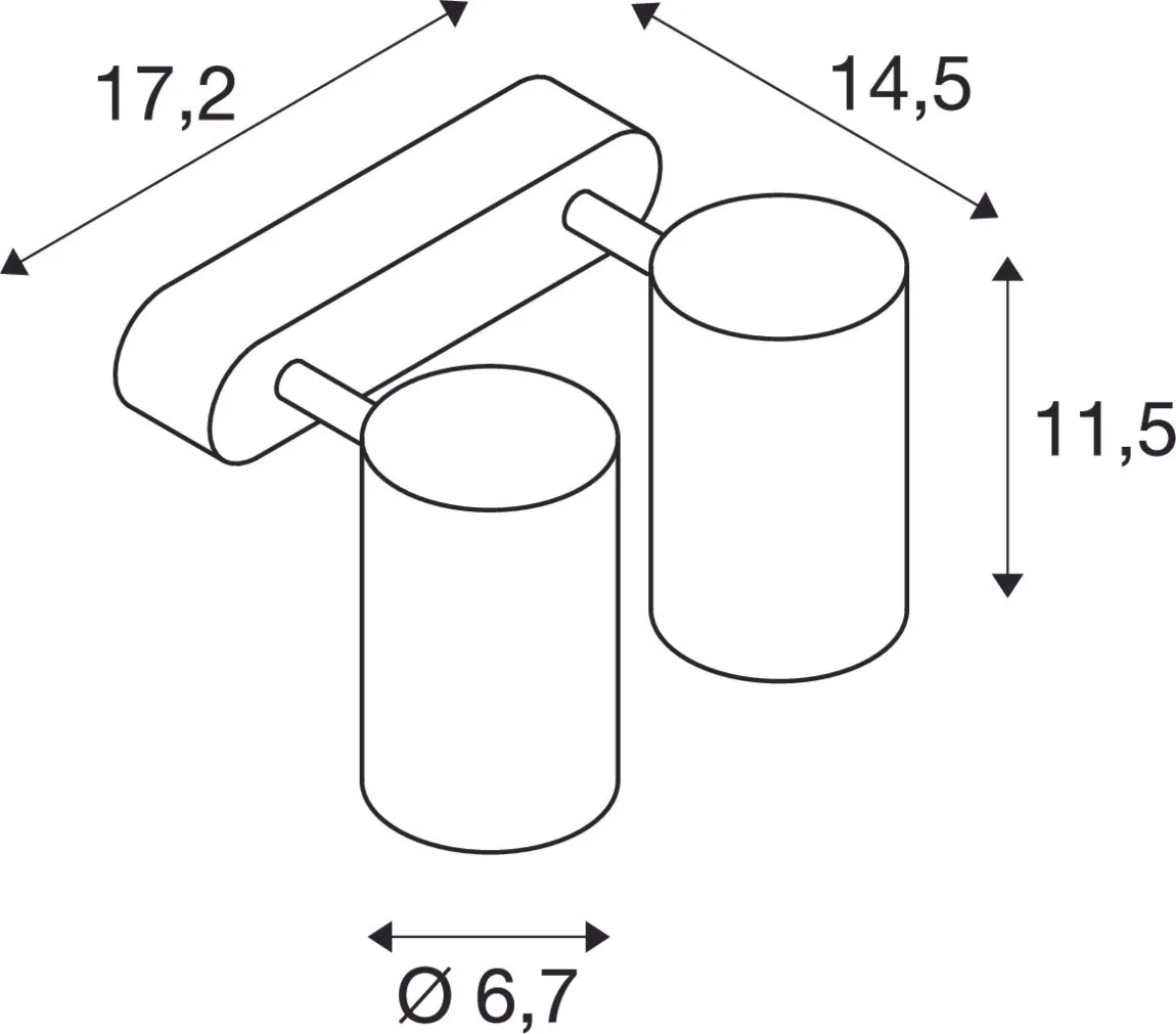 Enola_B wand- en plafondarmatuur, double, mat zwart, 2xGU10, max. 50W