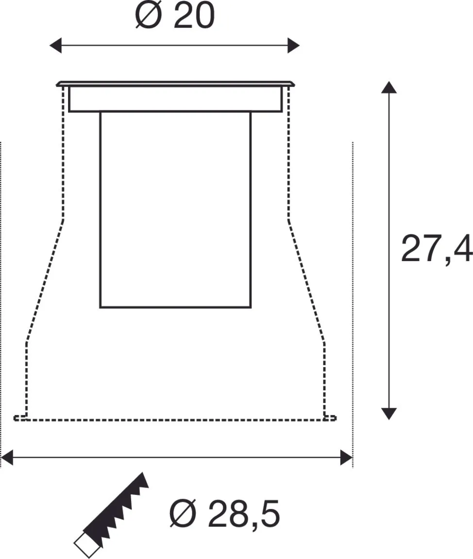 DASAR 2.0 rechthoekige kap 24° 3000K incl. DALI-driver rvs