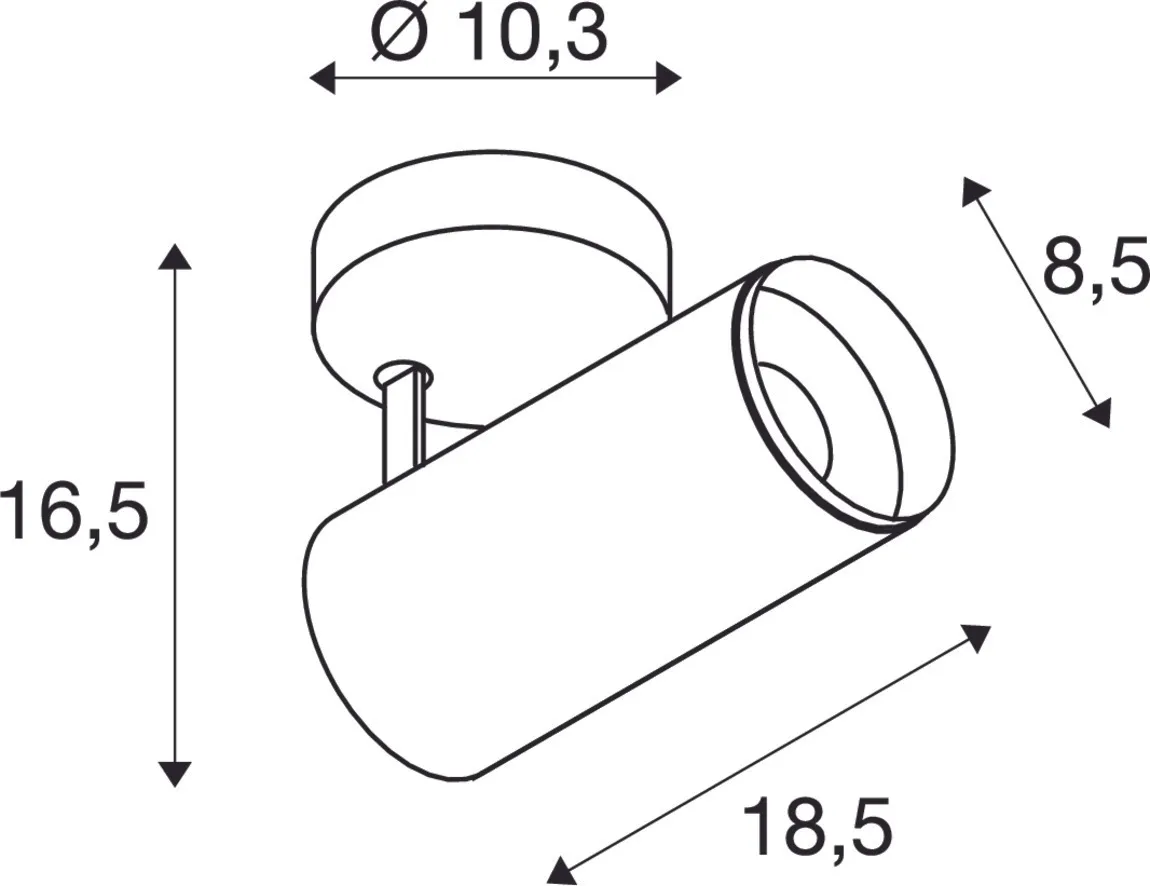 NUMINOS® SPOT DALI M, Indoor led plafondopbouwlamp zwart/zwart 2700 K