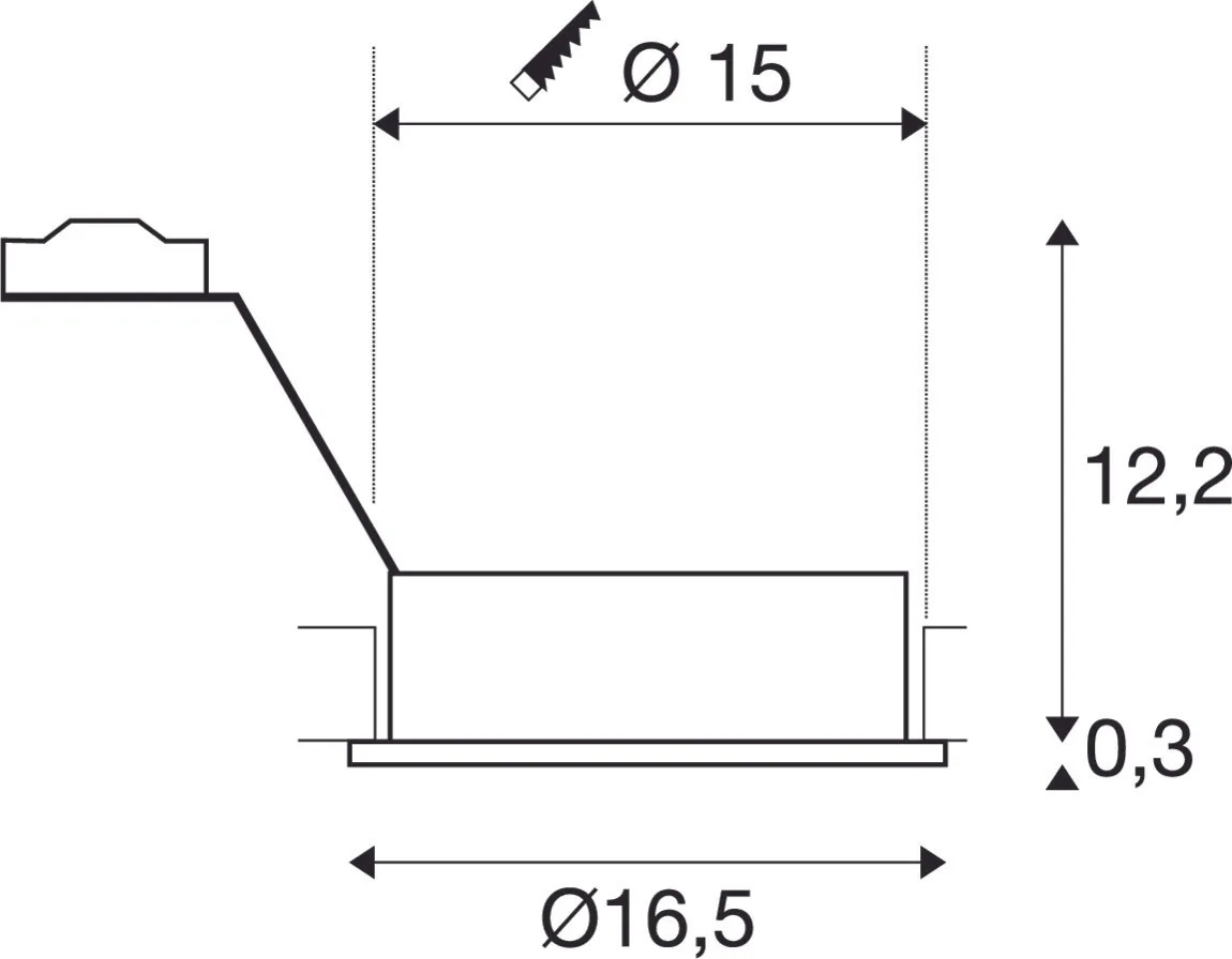 NEW TRIA ES111 ROUND inbouwarmatuur, mat zwart, max. 75 W, incl. klemv