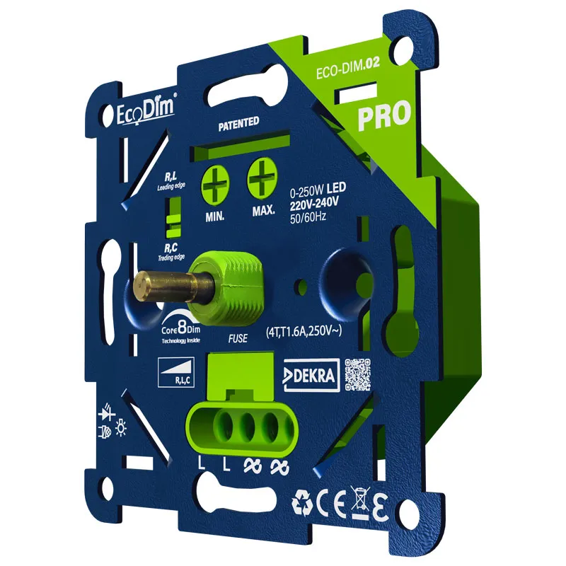 ECO-DIM.02 PRO led dimmer universeel 0-250W fase aan- en afsnijding