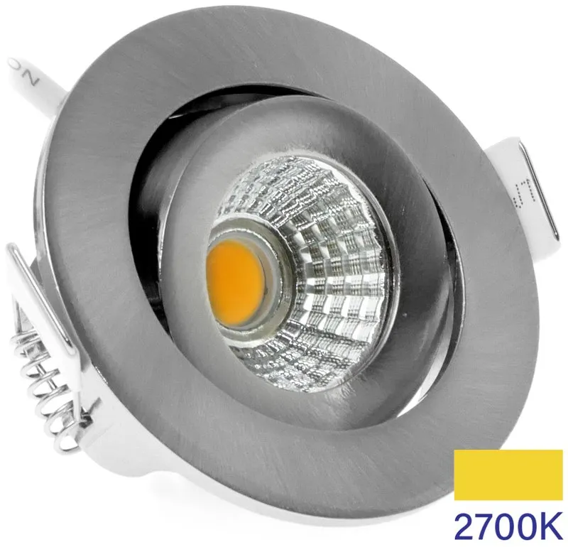 Led inbouwspot dimbaar kleine inbouwdiepte warm wit/2700K rond nikkel