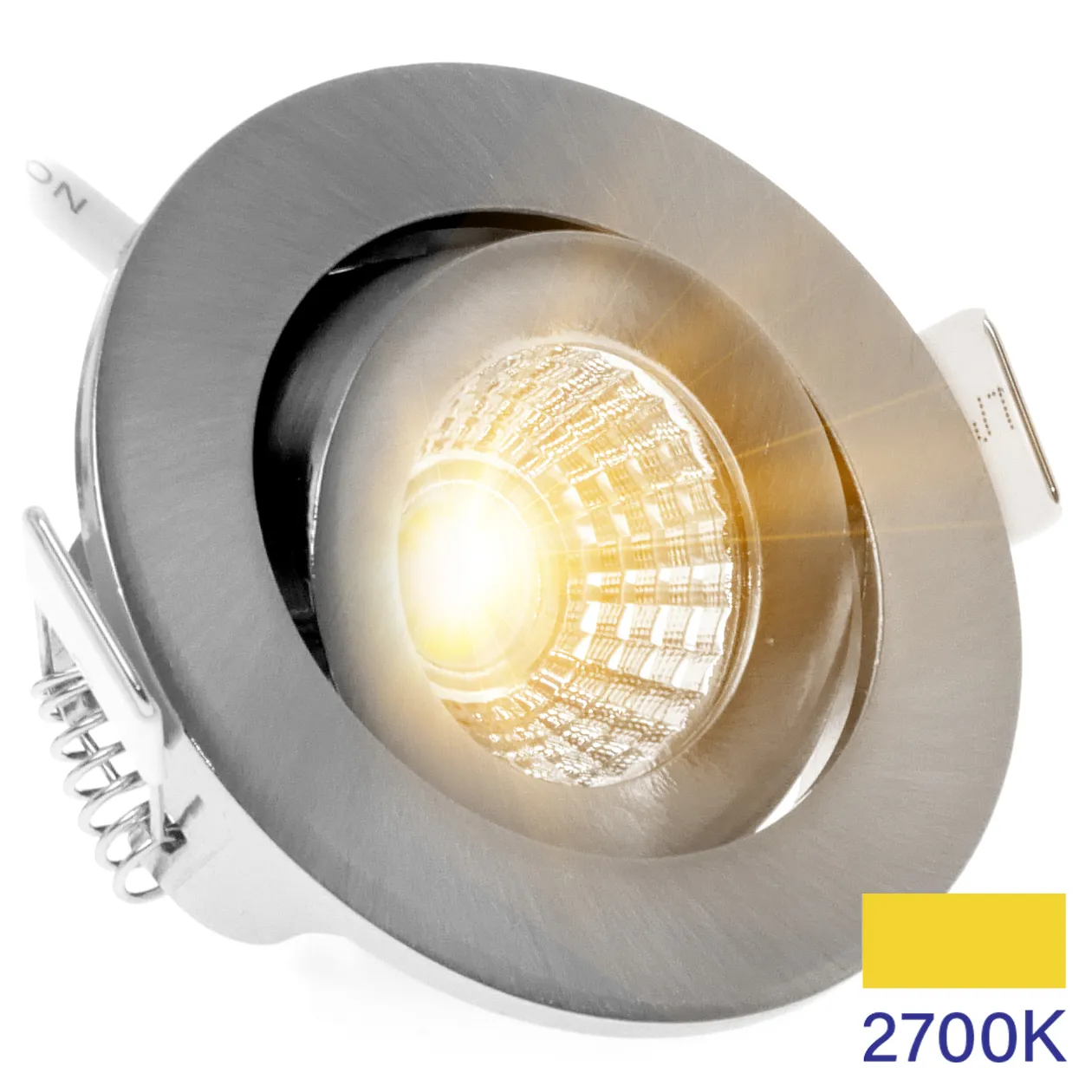 Led inbouwspot dimbaar kleine inbouwdiepte warm wit/2700K rond nikkel
