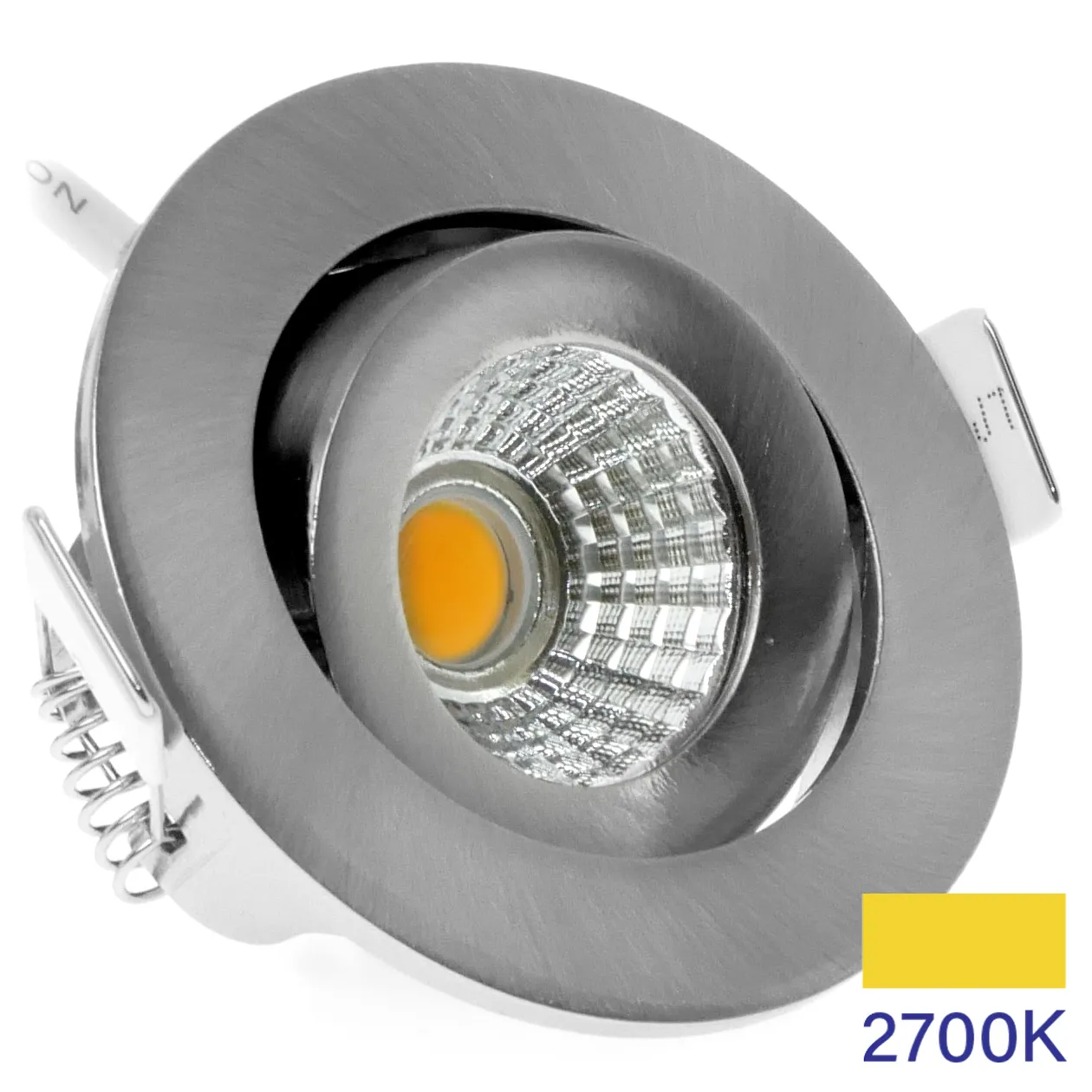 Led inbouwspot dimbaar kleine inbouwdiepte warm wit/2700K rond nikkel