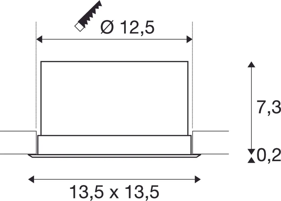VERLUX, inbouwarmatuur, led, 3000K, mat wit, L/B/D 13,5/13,5/7,5 cm, 2