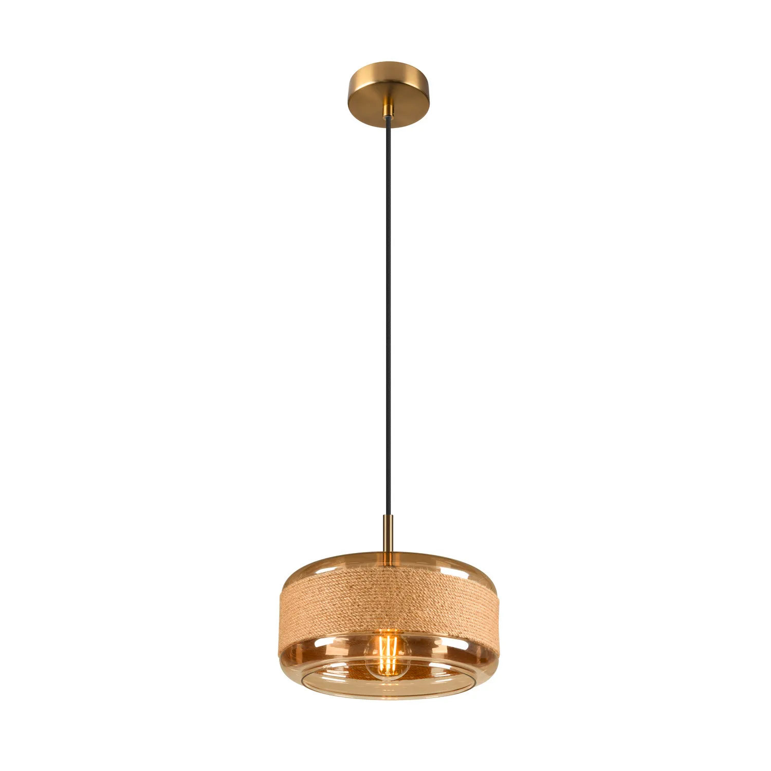 PANTILO ROPE 27, pendelarmatuur, 250 cm, E27, 15 W, goud