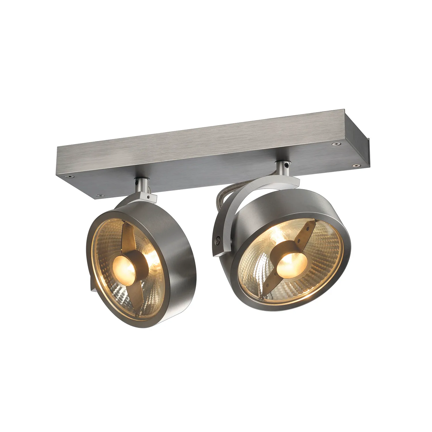 KALU 2 QPAR plafondlamp, geborsteld aluminium, ES111, max. 2x75 W