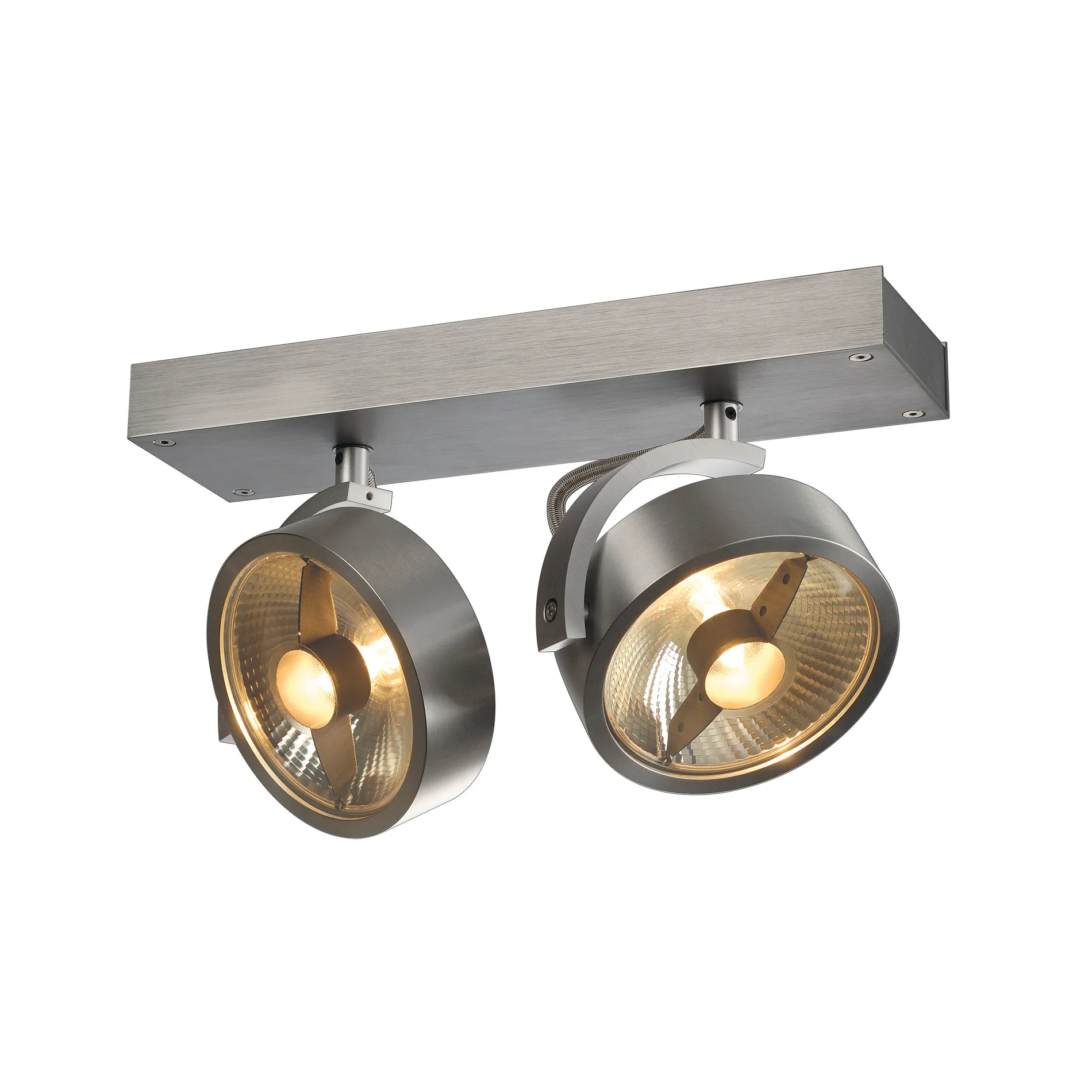 KALU 2 QPAR plafondlamp, geborsteld aluminium, ES111, max. 2x75 W