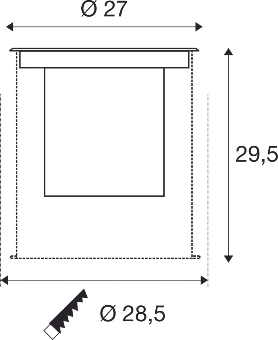 DASAR 2.0 XL rechthoekige kap 24° 3000K incl. DALI-driver rvs