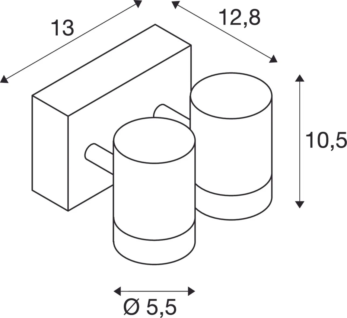 HELIA wandlamp, zand-antraciet , 2x8W led, 3000 k