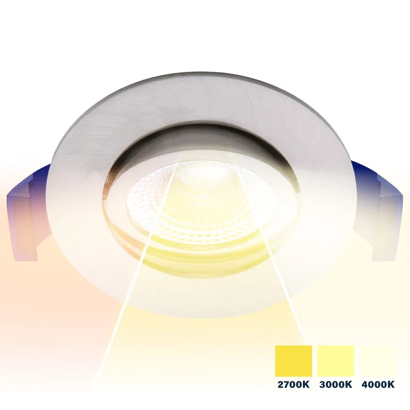 Led inbouwspot kleine inbouwdiepte CCT 2700K/3000K/4000K rond RVS