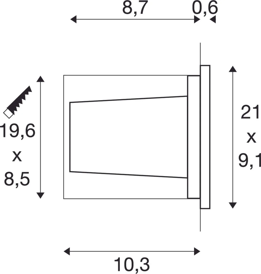 BRICK, outdoor wandinbouwarmatuur, led, 3000 k, roestvrij staal, IP67,