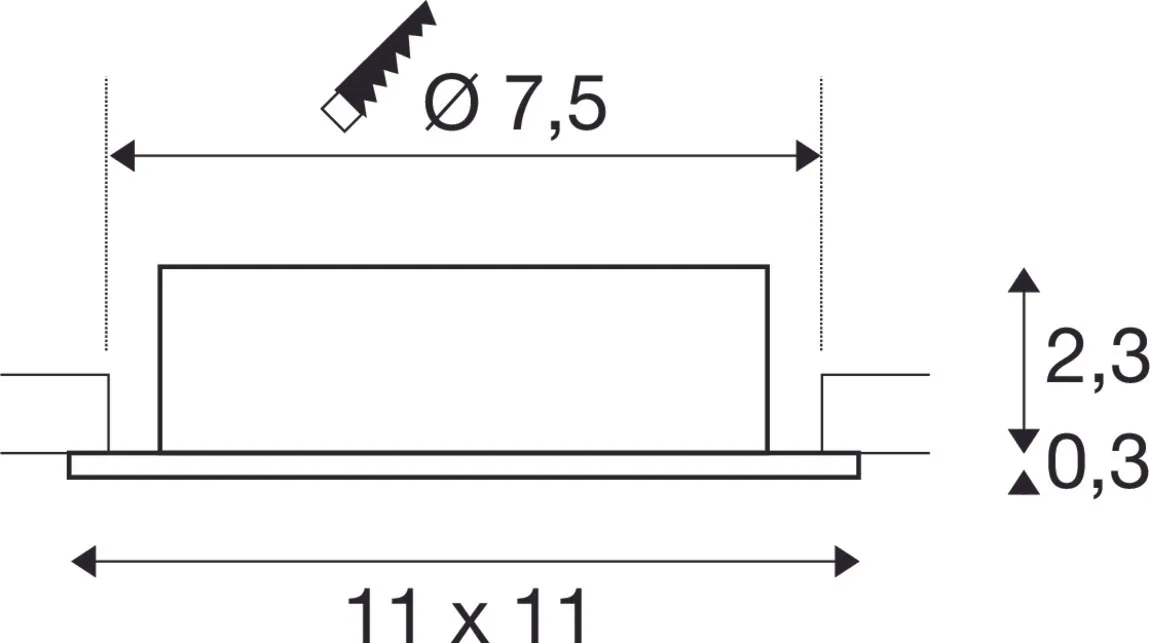 NEW TRIA® 75 XL, plafondinbouwlamp, vierkant, max. 10W GU10, wit