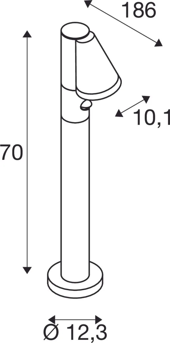 T-TUBE 70 POLE, staande armatuur voor buiten, GU10, single, sensor, IP