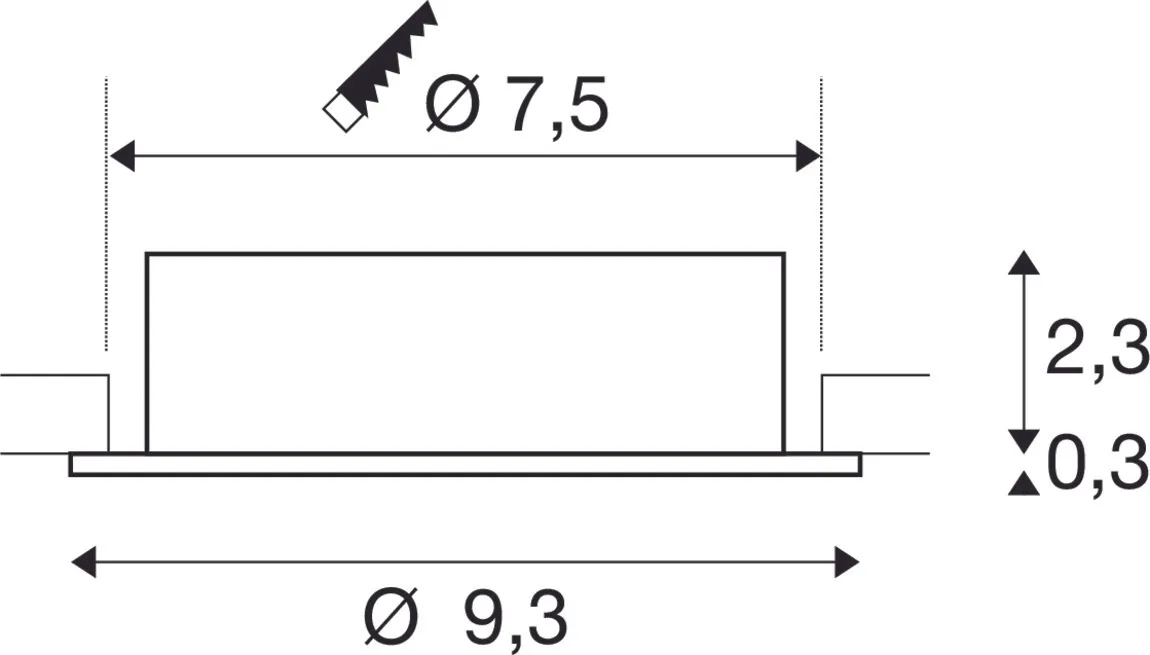 NEW TRIA® 75, plafondinbouwlamp, rond, max. 10W GU10, zwart