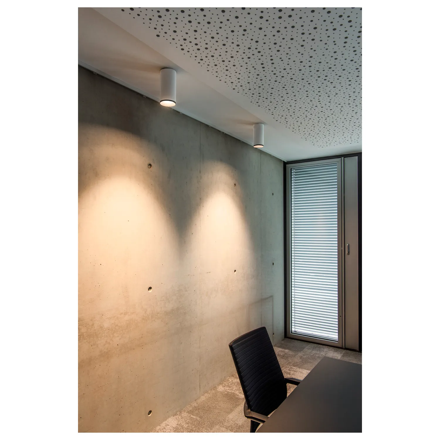 NUMINOS® CL DALI M, Indoor led plafondopbouwlamp wit/zwart 3000 K 36°