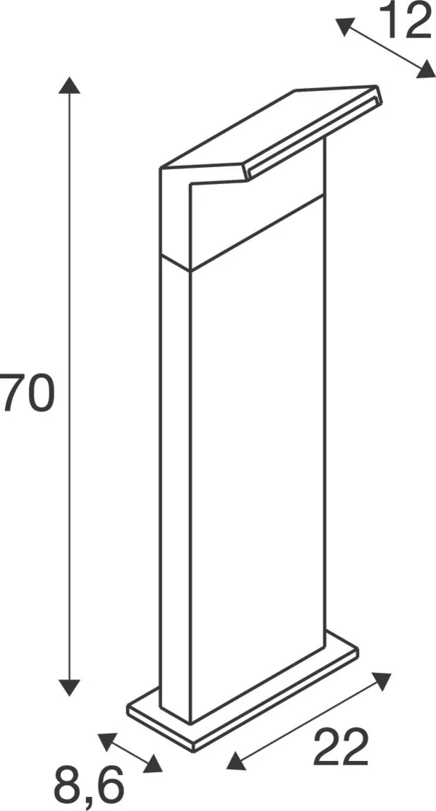 ORDI II, Pole 45, staande armatuur voor buiten, rechthoekig, 2200/3000