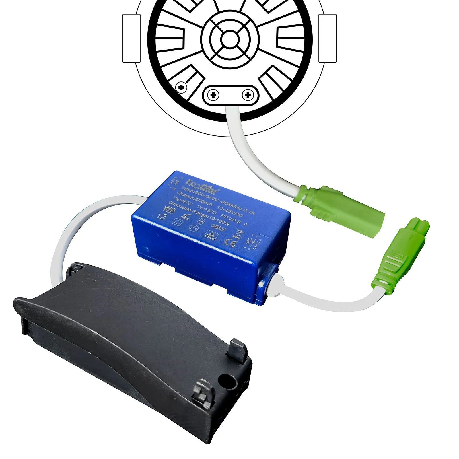 Led inbouwspot dimbaar kleine inbouwdiepte warm wit/2700K rond zwart