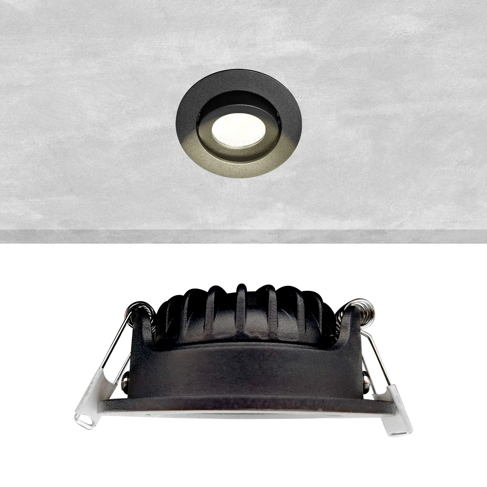 Led inbouwspot dimbaar kleine inbouwdiepte warm wit/2700K rond zwart