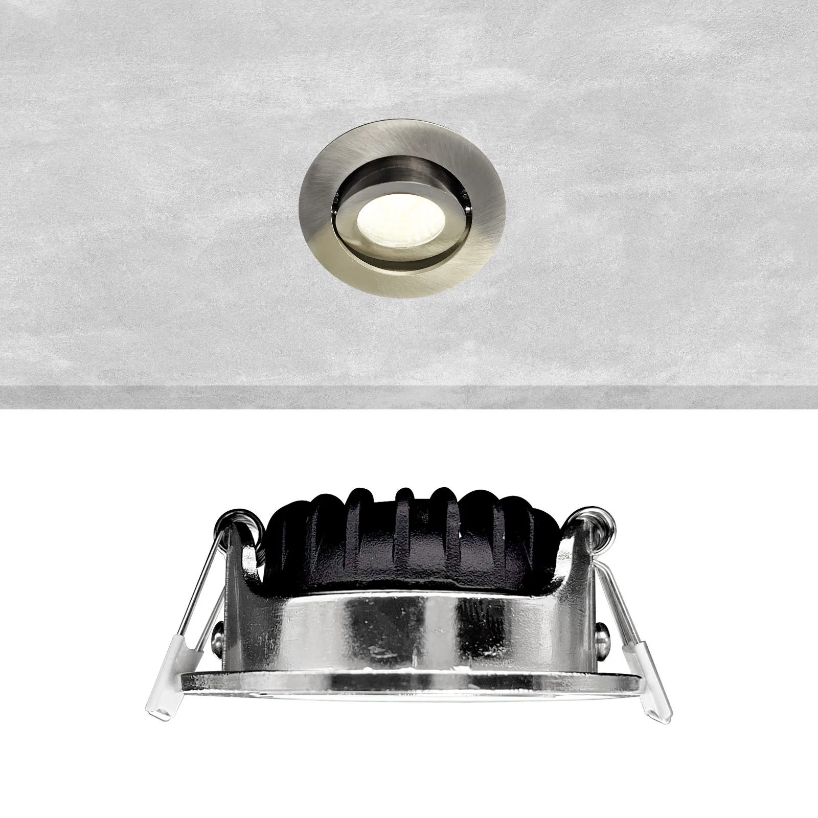 Led inbouwspot dimbaar kleine inbouwdiepte warm wit/2700K rond nikkel