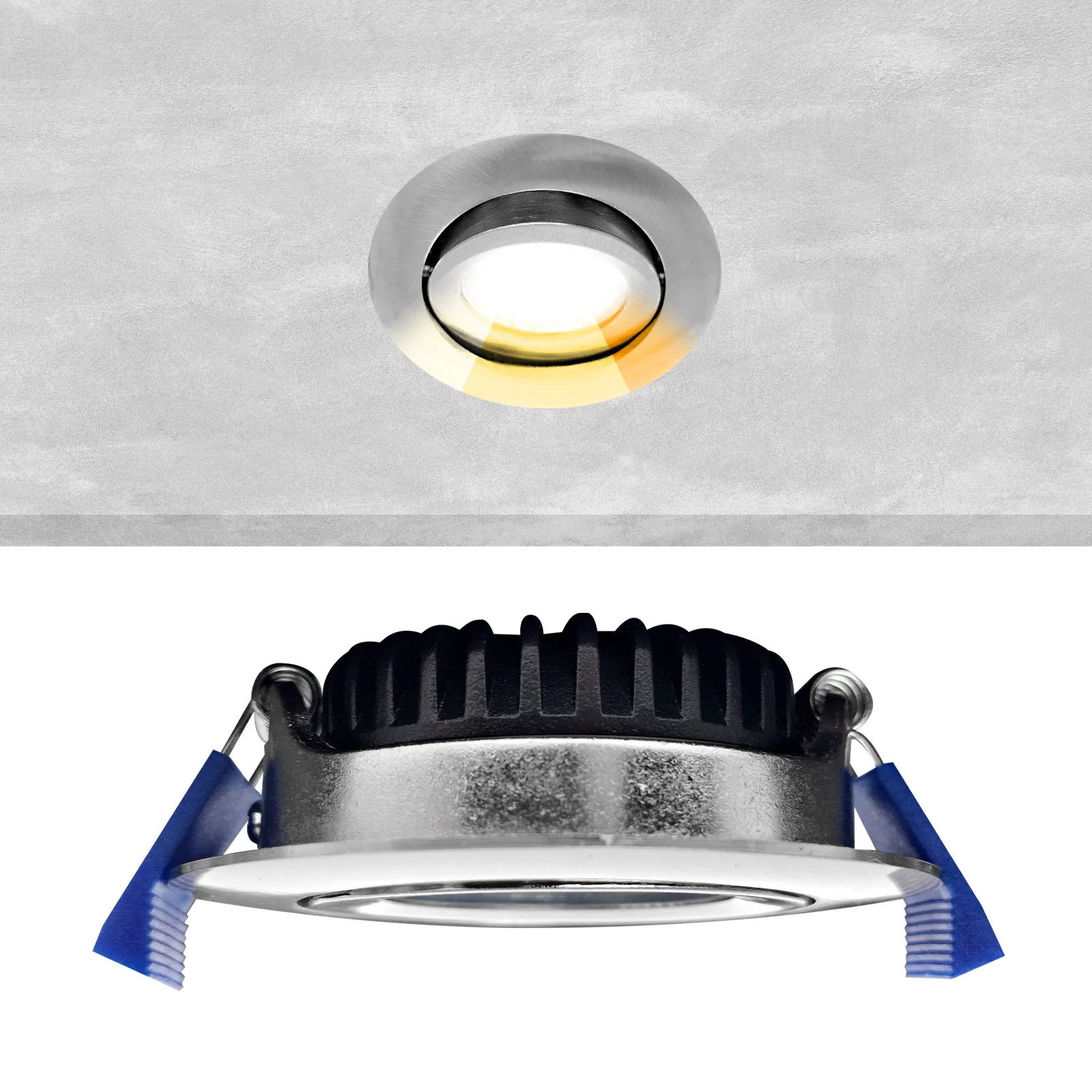 Led inbouwspot kleine inbouwdiepte CCT 2700K/3000K/4000K rond RVS